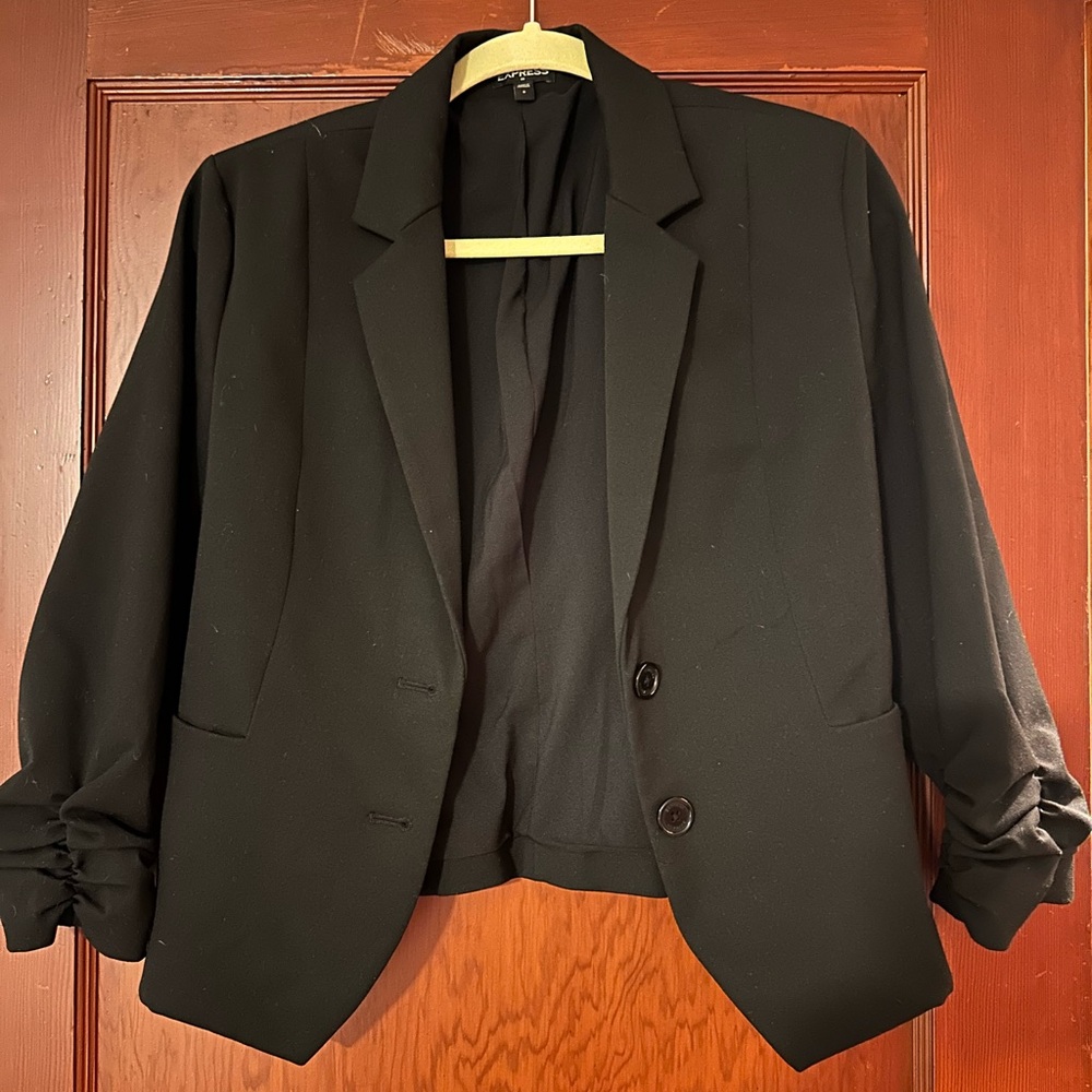 Express Black Cropped Blazer with Notched Lapel